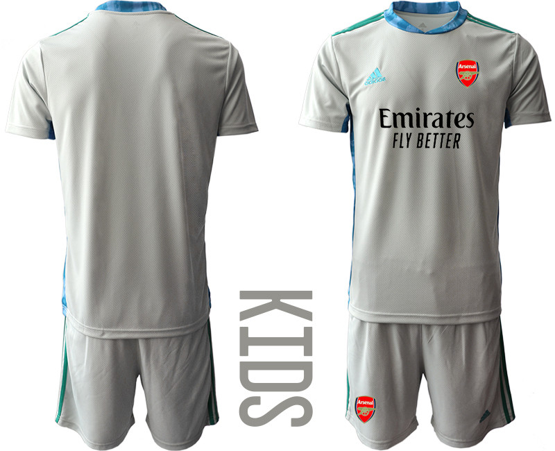 2020 21 Arsenal Gray Youth Goalkeeper Soccer Jersey