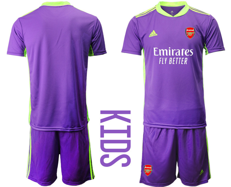 2020 21 Arsenal Purple Youth Goalkeeper Soccer Jersey