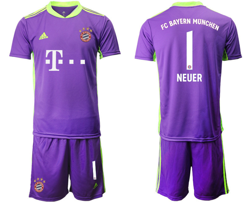2020 21 Bayern Munich 1 NEUER Purple Soccer Jersey