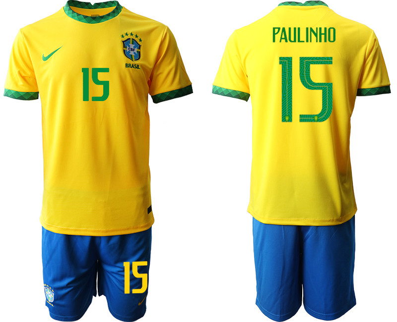 2020 21 Brazil 15 PAULINHO Home Soccer Jersey