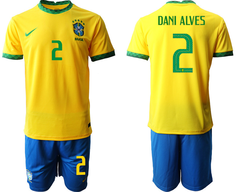 2020 21 Brazil 2 DANI ALVES Home Soccer Jersey