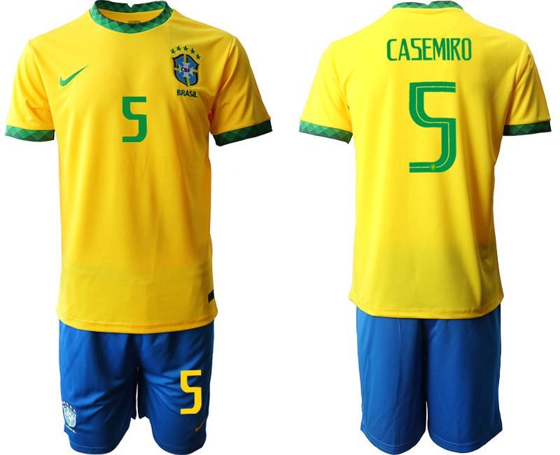 2020 21 Brazil 5 CASEMIRO Home Soccer Jersey