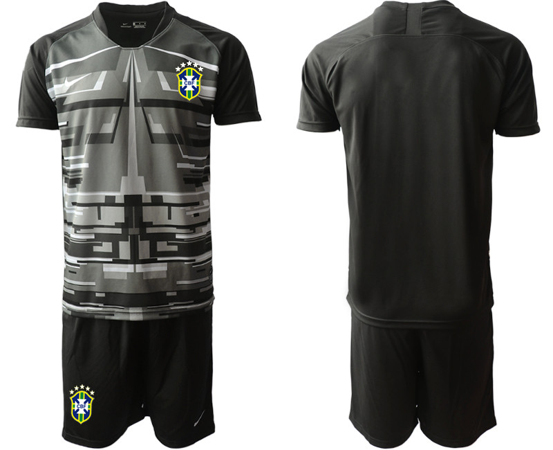 2020 21 Brazil Black Goalkeeper Soccer Jersey