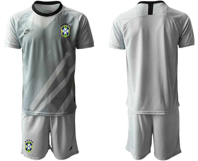 2020 21 Brazil Gray Goalkeeper Soccer Jersey