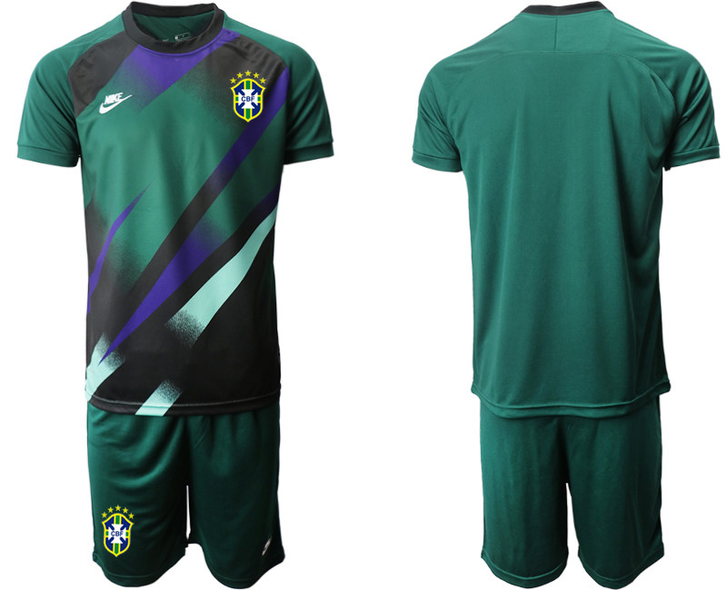 2020 21 Brazil Green Goalkeeper Soccer Jersey