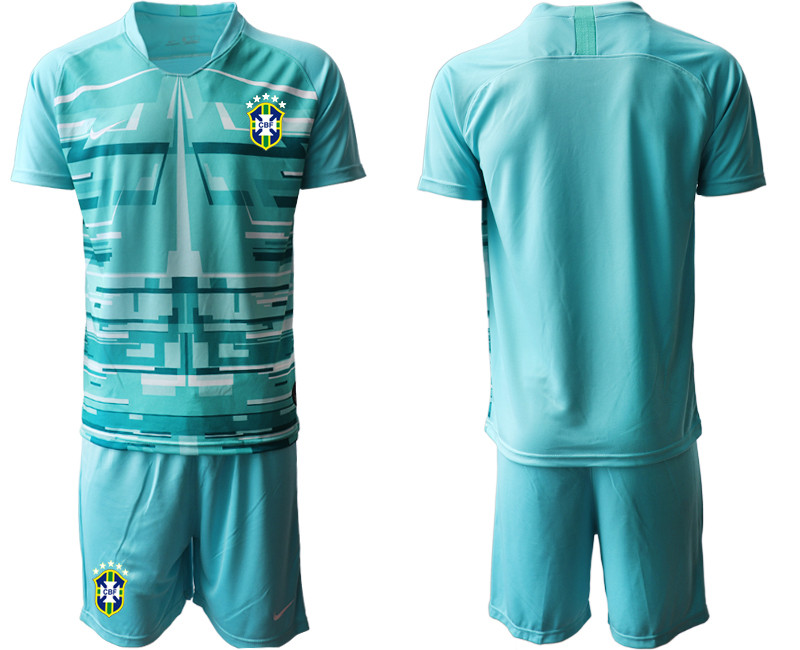 2020 21 Brazil Lake Blue Goalkeeper Soccer Jersey