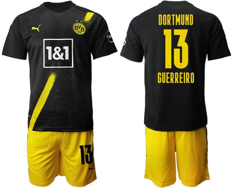 2020 21 Dortmund 13 GUERREIRO Away Soccer Jersey