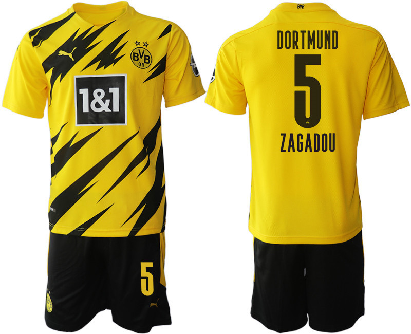2020 21 Dortmund 5 ZAGADOU Home Soccer Jersey