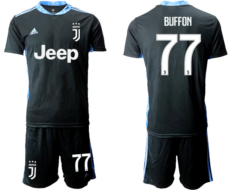 2020 21 Juventus 77 BUFFON Black Goalkeeper Soccer Jersey