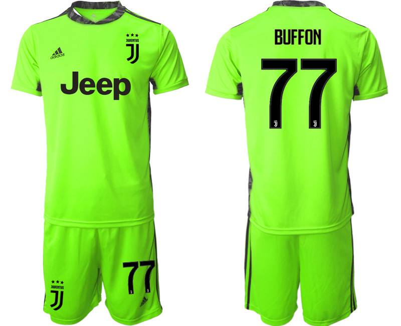 2020 21 Juventus 77 BUFFON Fluorescent Green Goalkeeper Soccer Jersey