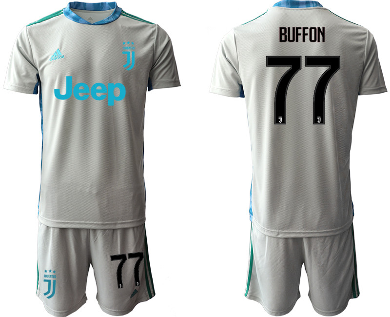 2020 21 Juventus 77 BUFFON Gray Goalkeeper Soccer Jersey