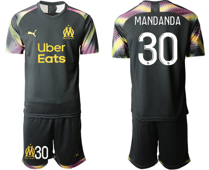 2020 21 Marseilles 30 MANDANDA Black Goalkeeper Soccer Jersey