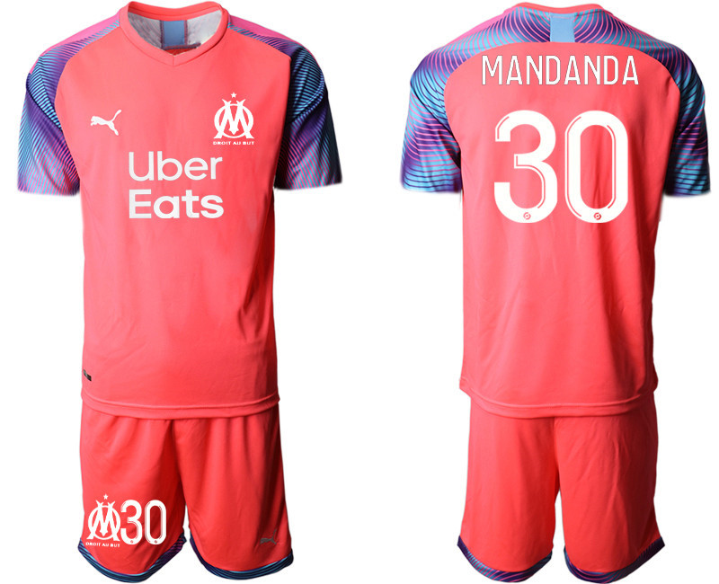 2020 21 Marseilles 30 MANDANDA Pink Goalkeeper Soccer Jersey