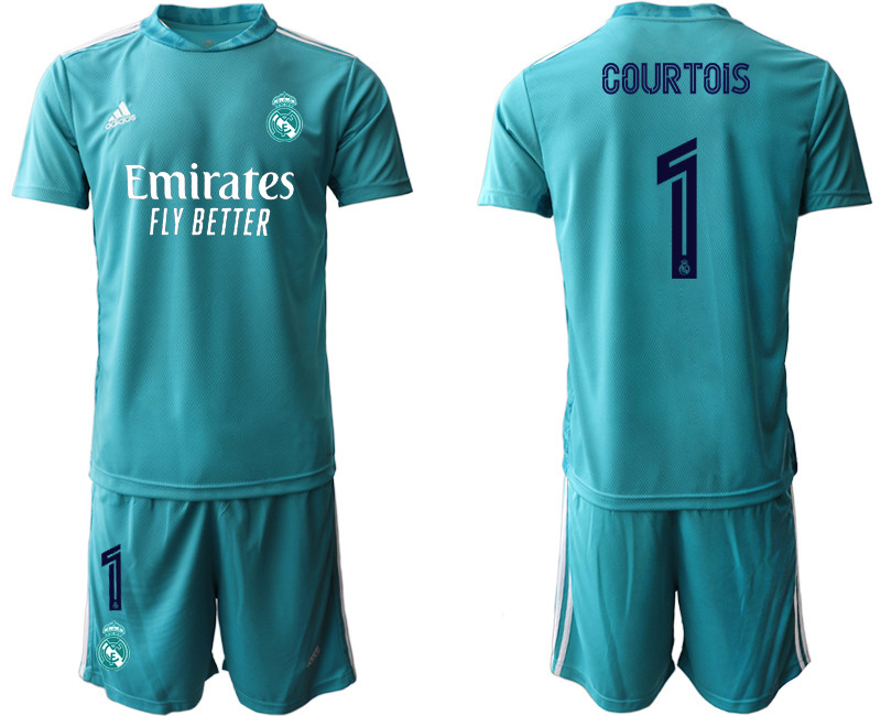 2020 21 Real Madrid 1 COURTOIS Blue Goalkeeper Soccer Jersey