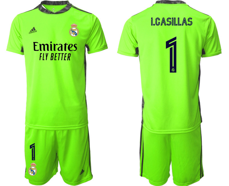 2020 21 Real Madrid 1 ICASILLAS Fluorescent Green Goalkeeper Soccer Jersey