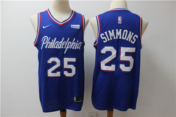 76ers 25 Ben Simmons Blue Nike Swingman Jersey