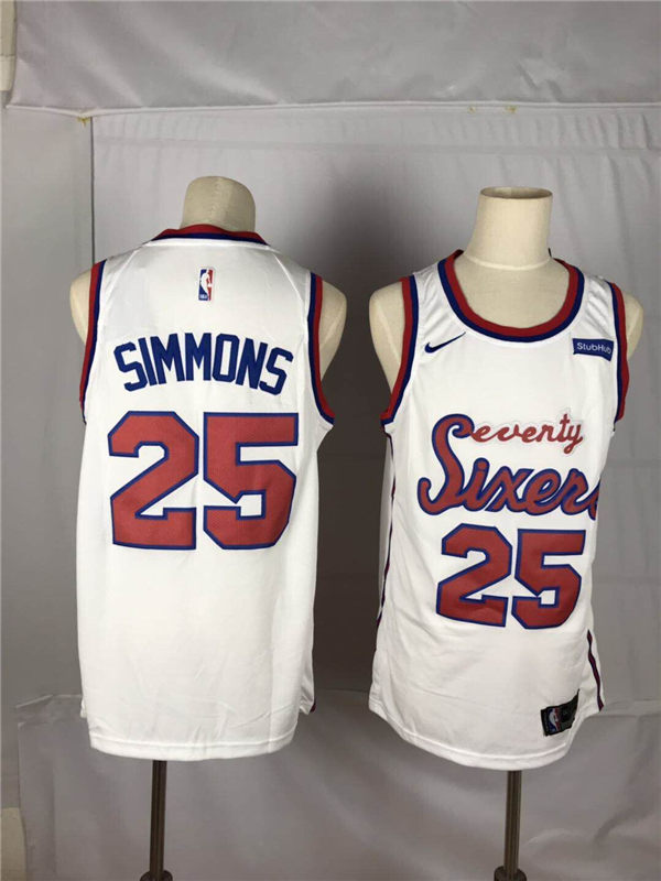 76ers 25 Ben Simmons White Nike Throwback Swingman Jersey