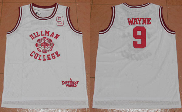 A Different World Dwayne Wayne #9 Hillman College Theater Basketball Jersey White Stitched