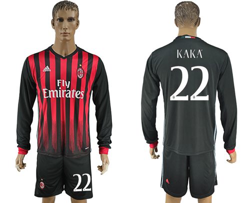 AC Milan 22 KAKA Home Long Sleeves Soccer Club Jersey