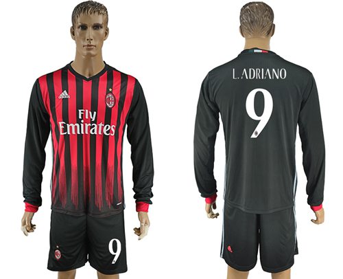 AC Milan 9 Ladriano Home Long Sleeves Soccer Club Jersey