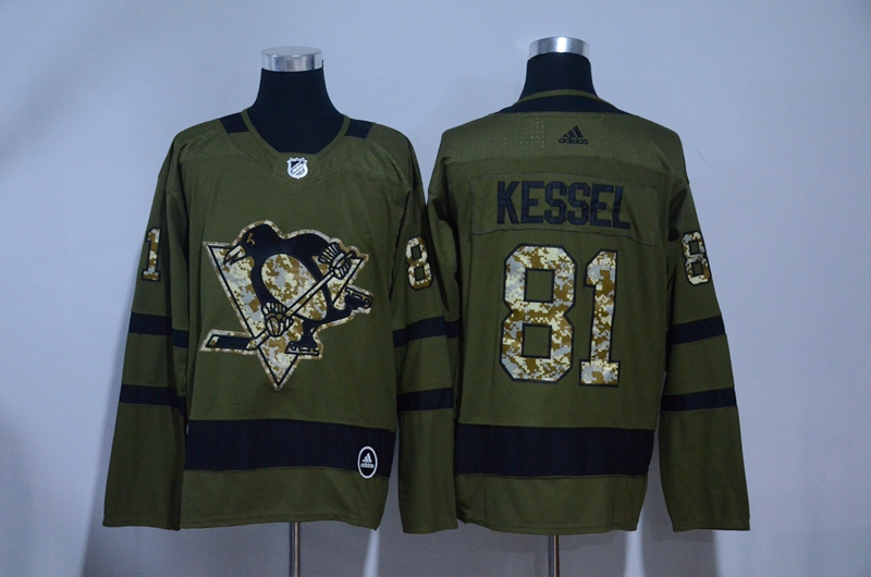  2017 NHL Pittsburgh Penguins 81 Phil Kessel Army Green Salute To Service Ice Hockey Jerseys