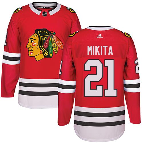  Chicago Blackhawks #21 Stan Mikita Red Home Authentic Stitched NHL Jersey