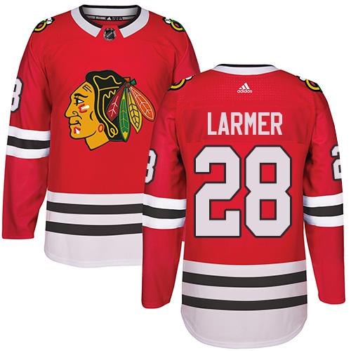  Chicago Blackhawks #28 Steve Larmer Red Home Authentic Stitched NHL Jersey