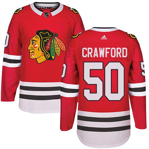  Chicago Blackhawks #50 Corey Crawford Red Home Authentic Stitched NHL Jersey