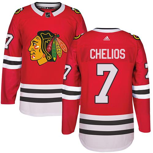 Chicago Blackhawks #7 Chris Chelios Red Home Authentic Stitched NHL Jersey