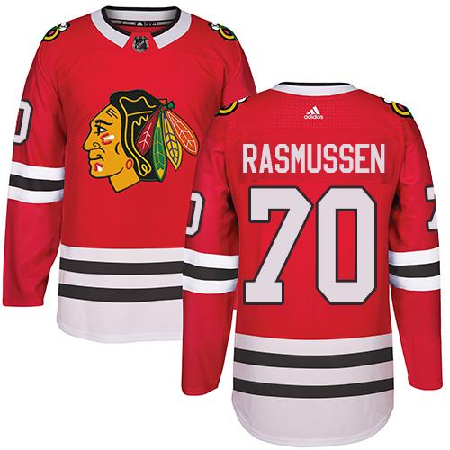  Chicago Blackhawks #70 Dennis Rasmussen Red Home Authentic Stitched NHL Jersey