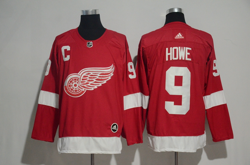  Detroit Red Wings #9 Gordie Howe Red Home Authentic Stitched NHL Jersey