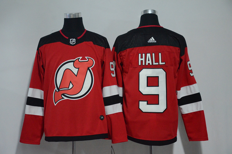  Devils #9 Taylor Hall Red with Black 2017 2018  Hockey Stitched NHL Jersey