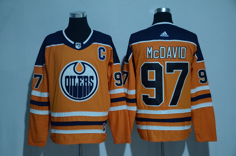  Edmonton Oilers #97 Connor McDavid Orange Third C Patch Authentic Stitched NHL Jersey