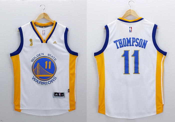  Golden State Warriors 11 Klay Thompson 2015 NBA Finals Champions Gold Jerseys