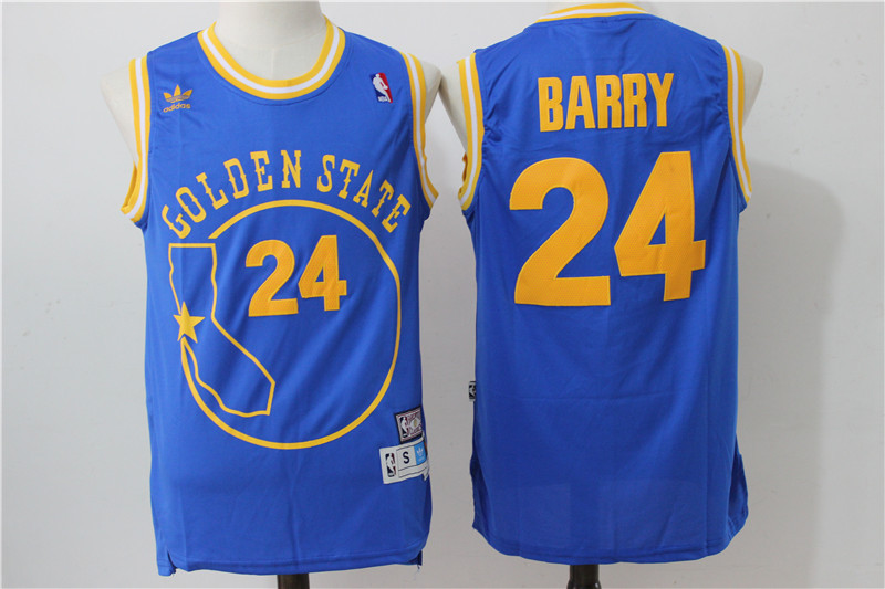  Golden State Warriors 24 Rick Barry Blue Throwback Golden State Stitched NBA Jersey