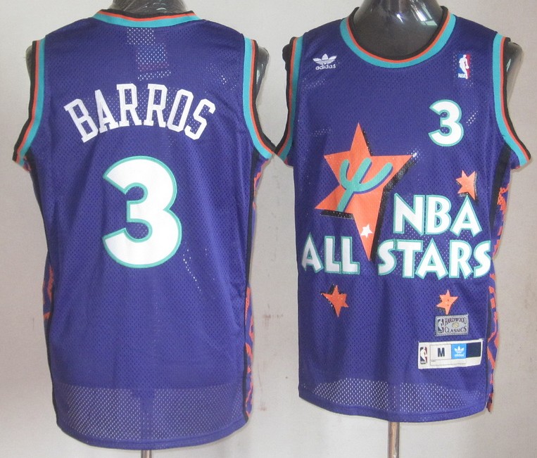  NBA 1995 All Star Boston Celtics 3 Dana Bruce Barros Swingman Throwback Purple Jersey