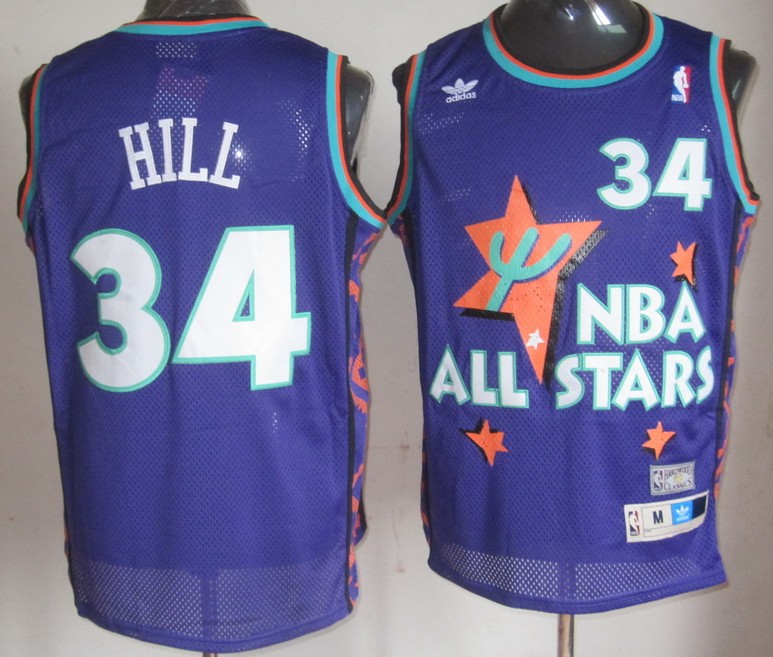  NBA 1995 All Star Detroit Pistons 34 Grant Hill Swingman Throwback Purple Jersey