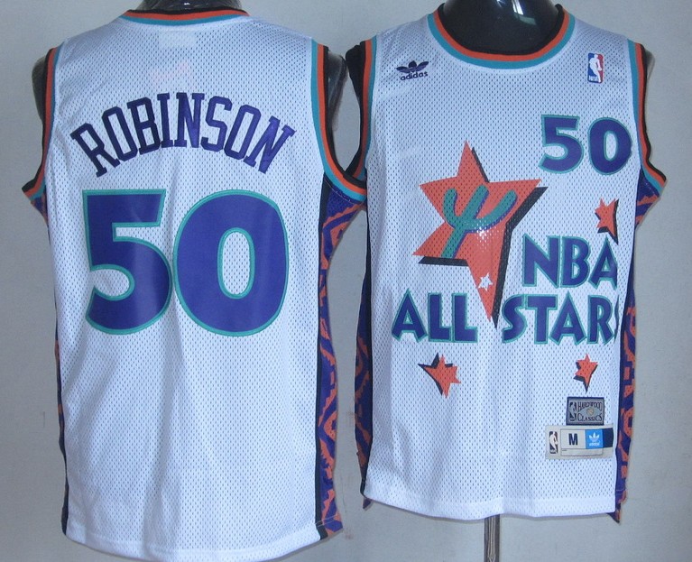  NBA 1995 All Star San Antonio Spurs 50 David Robinson Swingman Throwback White Jersey