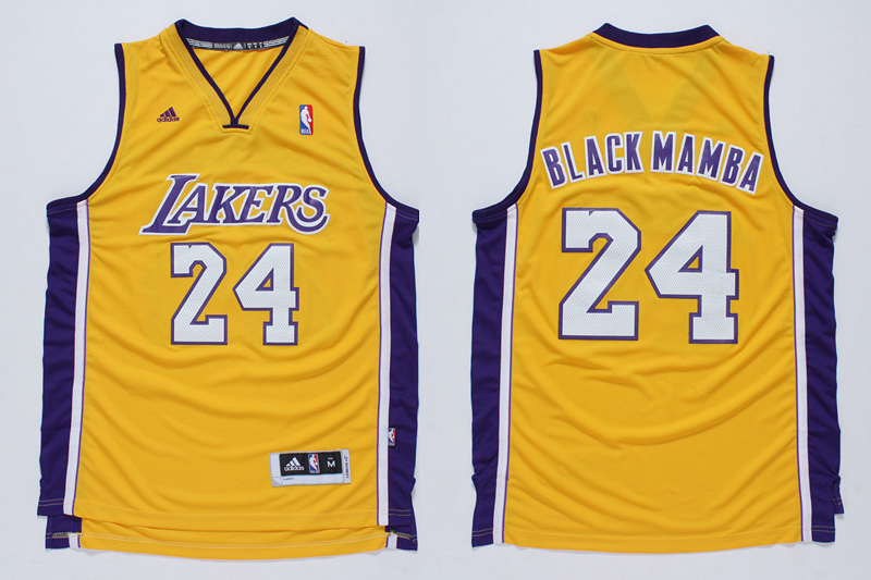  NBA 2013 2014 Los Angeles Lakers 24 Kobe Bryant BLACK MAMBA Nickname Yellow Jerseys