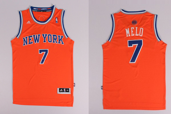  NBA 2013 2014 New York Knicks 7 Carmelo Anthony Melo Nickname Orange Jersey