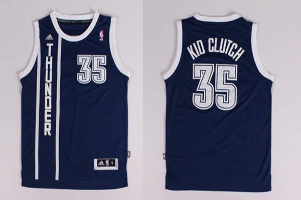  NBA 2013 2014 Oklahoma City Thunder 35 Kevin Durant Kid Clutch Nickname Blue Jersey