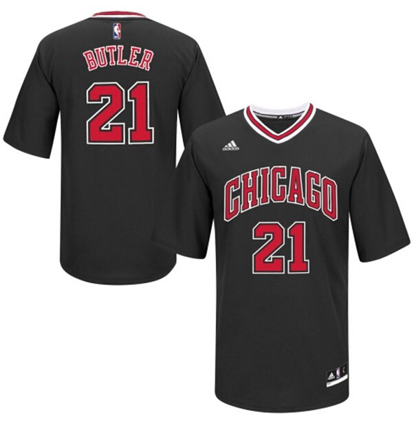  NBA 2014 2015 Chicago Bulls 21 Jimmy Butler New Revolution 30 Swingman Black Jersey with Sleeve