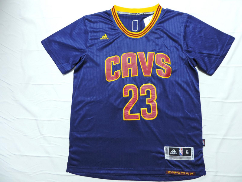  NBA 2014 2015 Cleveland Cavaliers 23 Lebron James New Revolution 30 Swingman Blue Jerseys with Sleeve