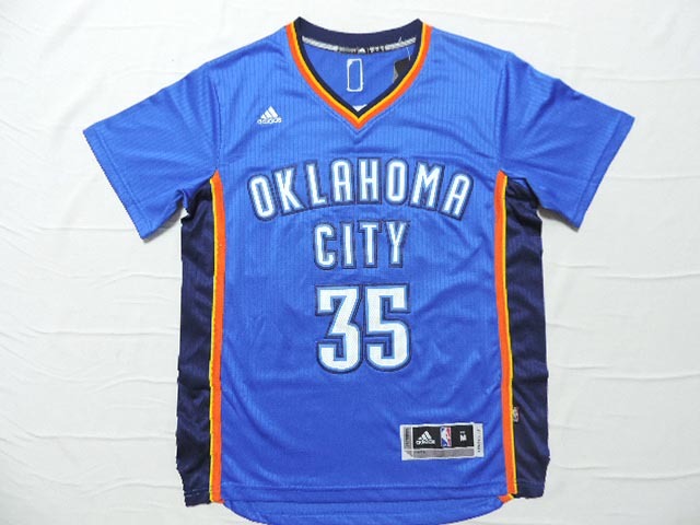  NBA 2014 2015 Oklahoma City Thunder 35 Kevin Durant New Revolution 30 Swingman Blue Jersey with Sleeve