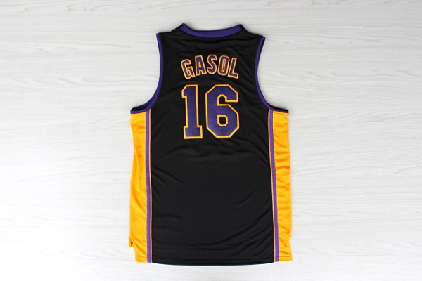  NBA 2014 New Los Angeles Lakers 16 Pau Gasol New Revolution 30 Swingman Black Jerseys