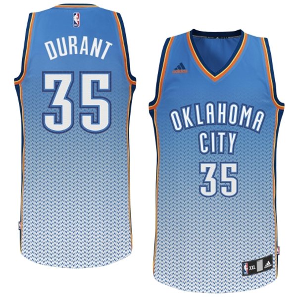  NBA 35 Kevin Durant Oklahoma City Thunder Resonate Fashion Swingman Light Blue With White Jersey