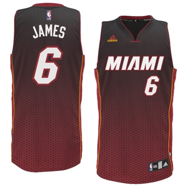  NBA 6 LeBron James Miami Heat Resonate Fashion Swingman Black With Red Jersey