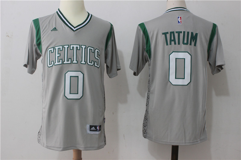  NBA Boston Celtics #0 Jayson Tatum New Revolution 30 Swingman Gray Jersey with Sleeve