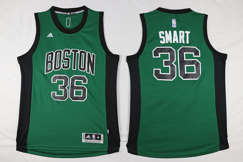  NBA Boston Celtics 36 Marcus Smart New Revolution 30 Swingman Green Black Jersey