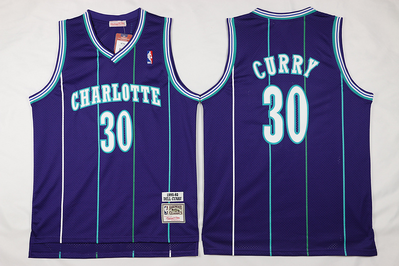  NBA Charlotte Hornets 30 Dell Curry Throwback Soul Purple Jersey